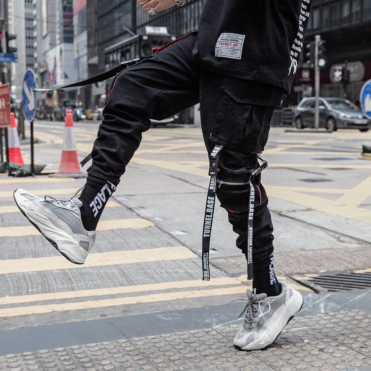 Κλασικό streetwear Hip Hop Joggers Ανδρικές κορδέλες Cargo Παντελόνι Τσέπες Track Tactical Casual Αντρικό Παντελόνι Φούτερ K111
