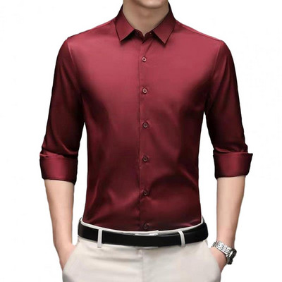 Kevad-suvi pikkade varrukatega meeste särk õhuke ärikleit jääsiidist kortsudekindel mittetriikitav ühevärviline krae