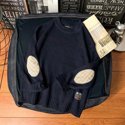 Jesenski patchwork džemper u korejskom stilu 2022. Muški Harajuku modni muški puloveri Retro preveliki 5XL Idol drama zgodan momak Zima