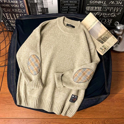 Jesenski patchwork džemper u korejskom stilu 2022. Muški Harajuku modni muški puloveri Retro preveliki 5XL Idol drama zgodan momak Zima