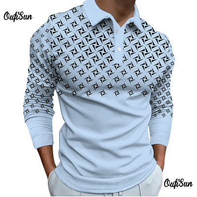 Nova modna muška polo majica dugih rukava s patentnim zatvaračem Muška top ležerna polo majica velikih veličina s printom na revere 5xl prevelika majica s kratkim rukavima