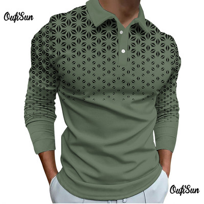 Nova modna muška polo majica dugih rukava s patentnim zatvaračem Muška top ležerna polo majica velikih veličina s printom na revere 5xl prevelika majica s kratkim rukavima