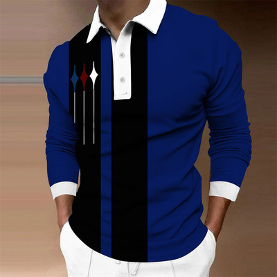 Nova modna muška polo majica dugih rukava s patentnim zatvaračem Muška top ležerna polo majica velikih veličina s printom na revere 5xl prevelika majica s kratkim rukavima