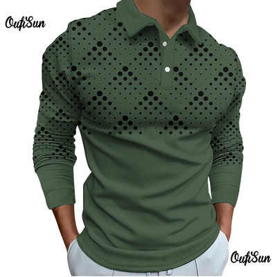 Nova modna muška polo majica dugih rukava s patentnim zatvaračem Muška top ležerna polo majica velikih veličina s printom na revere 5xl prevelika majica s kratkim rukavima