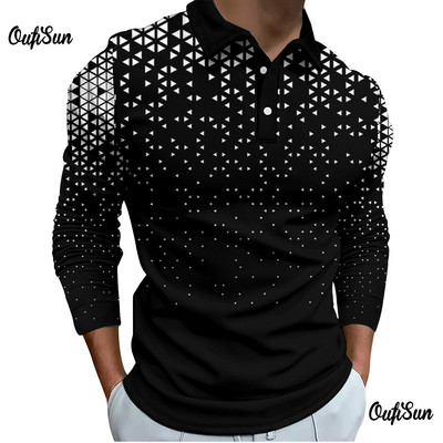 Nova modna muška polo majica dugih rukava s patentnim zatvaračem Muška top ležerna polo majica velikih veličina s printom na revere 5xl prevelika majica s kratkim rukavima