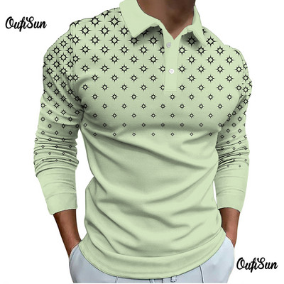 Nova modna muška polo majica dugih rukava s patentnim zatvaračem Muška top ležerna polo majica velikih veličina s printom na revere 5xl prevelika majica s kratkim rukavima