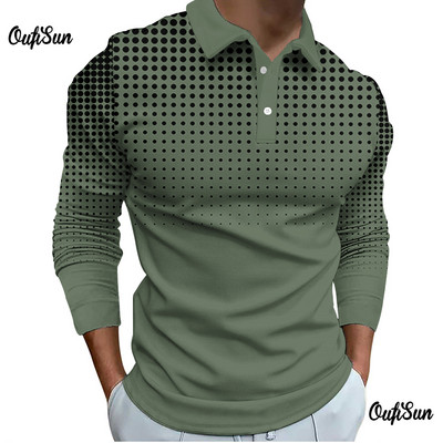 Nova modna muška polo majica dugih rukava s patentnim zatvaračem Muška top ležerna polo majica velikih veličina s printom na revere 5xl prevelika majica s kratkim rukavima