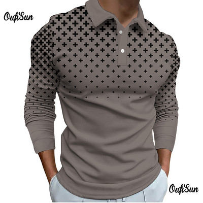 Nova modna muška polo majica dugih rukava s patentnim zatvaračem Muška top ležerna polo majica velikih veličina s printom na revere 5xl prevelika majica s kratkim rukavima