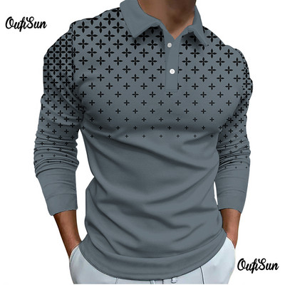 Nova modna muška polo majica dugih rukava s patentnim zatvaračem Muška top ležerna polo majica velikih veličina s printom na revere 5xl prevelika majica s kratkim rukavima