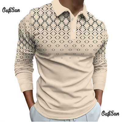 Nova modna muška polo majica dugih rukava s patentnim zatvaračem Muška top ležerna polo majica velikih veličina s printom na revere 5xl prevelika majica s kratkim rukavima