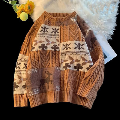 Πουλόβερ Φθινοπωρινά χειμωνιάτικα Ρούχα Μακρυμάνικα Μπλουζάκια Ζεστά Μόδα Jumper Ανδρικά Πλεκτά Πουλόβερ Fleece Πλεκτά πουλόβερ υψηλής ποιότητας