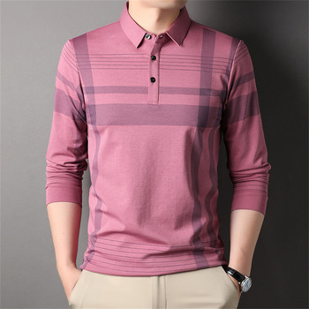 2023 Мъжка поло тениска Бизнес есенна тениска с дълъг ръкав Ежедневна мъжка поло мода Големи размери 5xl Бързосъхнещо горно облекло с копчета