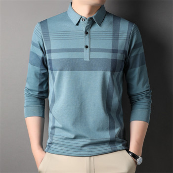 2023 Мъжка поло тениска Бизнес есенна тениска с дълъг ръкав Ежедневна мъжка поло мода Големи размери 5xl Бързосъхнещо горно облекло с копчета