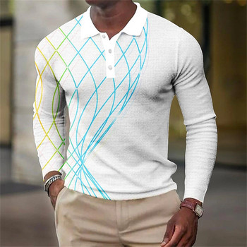 Нова мъжка тениска с поло на райета Тениска с дълъг ръкав Ежедневна мъжка поло тениска за ветроходство Модна овърсайз 5xl бързосъхнещо облекло