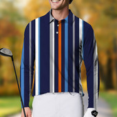 Muška polo majica dugih rukava na pruge Polo dugih rukava Ležerna muška polo majica za golf, modna prevelika 5xl gornja odjeća s dugmićima