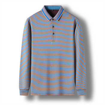Мъжка поло тениска с дълги ръкави на райета Поло с дълъг ръкав Ежедневно мъжко поло за голф Модно поло с големи размери 5xl Бързосъхнещи горнища с копчета