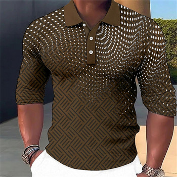 Модна мъжка тениска с 3d щампи Ризи с ежедневни блузи, лятно облекло, големи тениски, дишащи мъжки дълъг ръкав, ново поло горнище