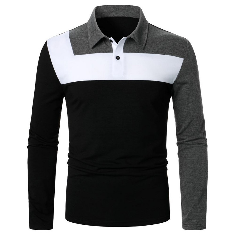 Meeste polosärk sügistalvine pikkade varrukatega, värvide sobivus Meeste särk vabaaja ärispordi tänavarõivad Meeste top meeste polosärk