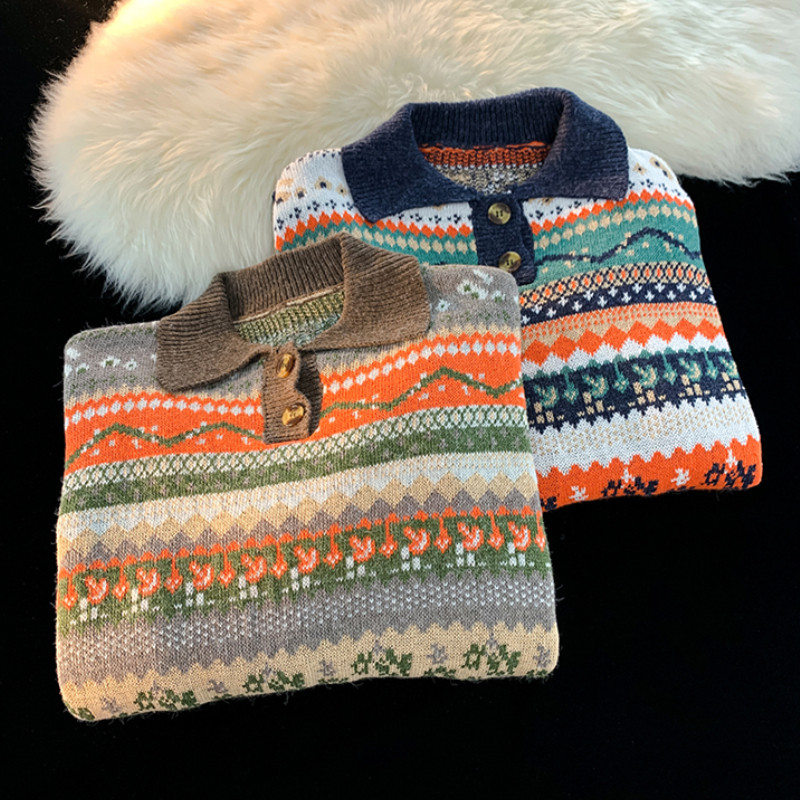 Retro pulloverid Meeste Isiklik Disain Nägus High Street kudumid Kõik sobivad lahedad kampsun Ulzzang Harajuku vabaaja unisex stiilne