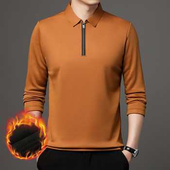 2023 Мъжка есенна поло тениска Slim Fit Ежедневна висококачествена тениска с дълъг ръкав в 3 стила Мъжки ризи