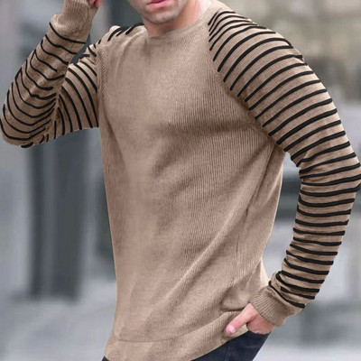 Pulover s printom slova na vafle Muška odjeća Pletena košulja dugih rukava Muški uski ležerni sportski top Muški pleteni pulover