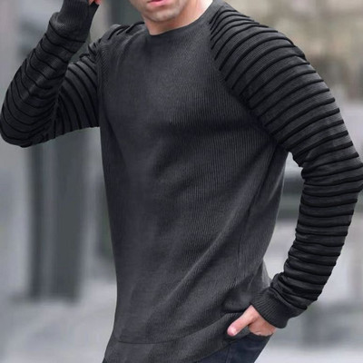 Pulover s printom slova na vafle Muška odjeća Pletena košulja dugih rukava Muški uski ležerni sportski top Muški pleteni pulover