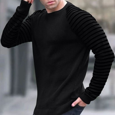 Pulover s printom slova na vafle Muška odjeća Pletena košulja dugih rukava Muški uski ležerni sportski top Muški pleteni pulover