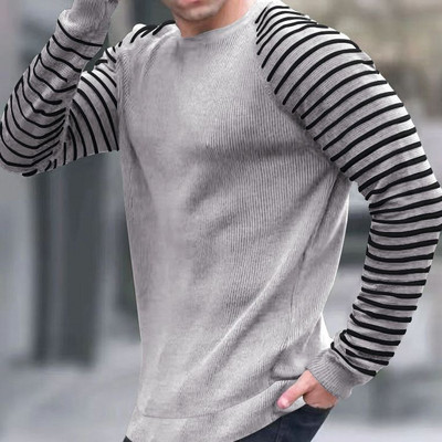 Pulover s printom slova na vafle Muška odjeća Pletena košulja dugih rukava Muški uski ležerni sportski top Muški pleteni pulover