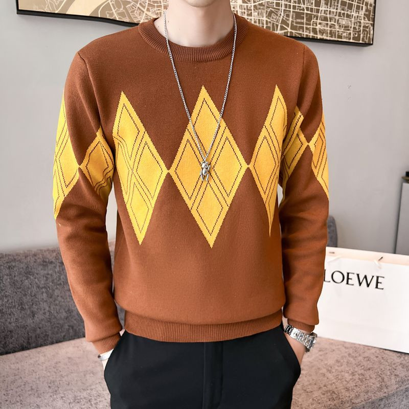 Πλεκτό πουλόβερ φθινοπώρου και χειμώνα Ανδρικά Χαλαρά ιαπωνικά ρετρό κινούμενα σχέδια Αντρική τάση μόδας Μόδα Casual Harajuku πουλόβερ D175