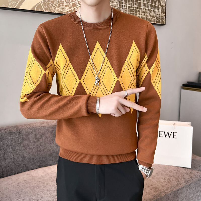 Πλεκτό πουλόβερ φθινοπώρου και χειμώνα Ανδρικά Χαλαρά ιαπωνικά ρετρό κινούμενα σχέδια Αντρική τάση μόδας Μόδα Casual Harajuku πουλόβερ D175