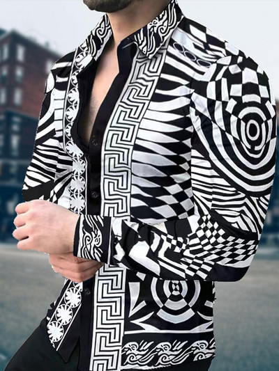 Πολυτελή ανδρικά ρούχα Casual fashion Zebra print πουκάμισο Home Party Prom Designer μονόστηθο Ζακέτα με μακρυμάνικο πουκάμισο