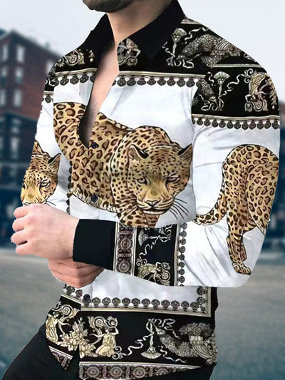 Πολυτελή ανδρικά ρούχα Casual fashion Zebra print πουκάμισο Home Party Prom Designer μονόστηθο Ζακέτα με μακρυμάνικο πουκάμισο