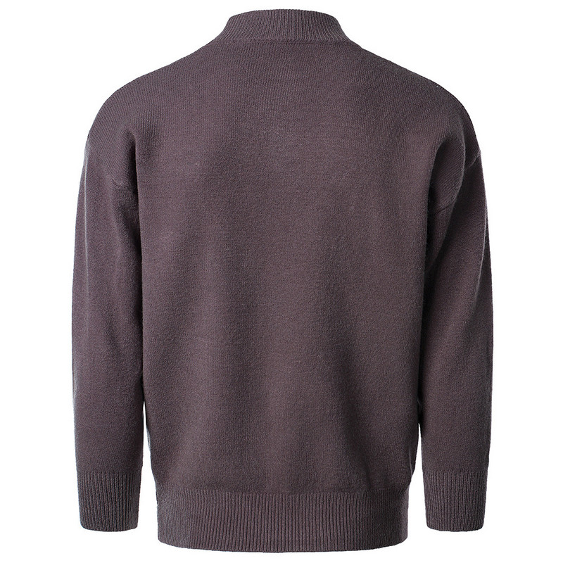 Sügis- ja talvine avar meeste ühevärviline kootud kampsun, poolkõrge kaelus, õlavarrukas, sviiter