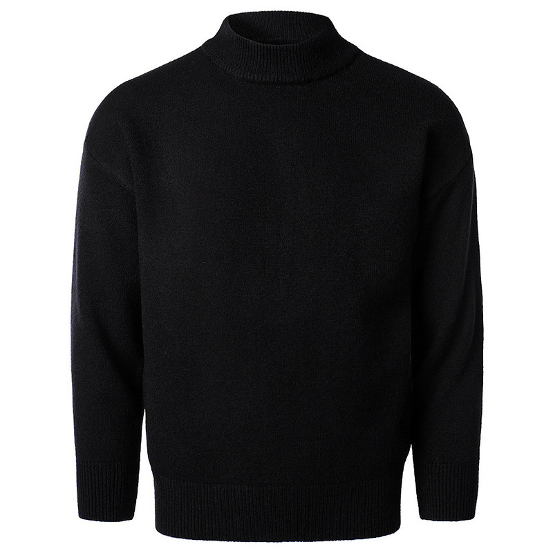 Sügis- ja talvine avar meeste ühevärviline kootud kampsun, poolkõrge kaelus, õlavarrukas, sviiter