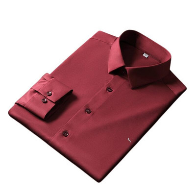 Nove proljetne muške ležerne neželjezne svilene jednobojne poslovne vezene bluze s dugim rukavima Harmont, uske Blaine košulje