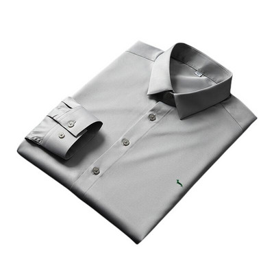 Nove proljetne muške ležerne neželjezne svilene jednobojne poslovne vezene bluze s dugim rukavima Harmont, uske Blaine košulje