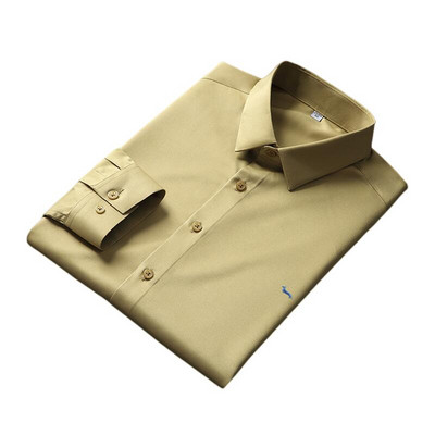 Nove proljetne muške ležerne neželjezne svilene jednobojne poslovne vezene bluze s dugim rukavima Harmont, uske Blaine košulje