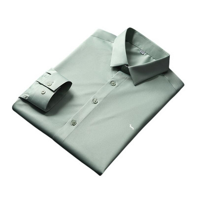 Nove proljetne muške ležerne neželjezne svilene jednobojne poslovne vezene bluze s dugim rukavima Harmont, uske Blaine košulje