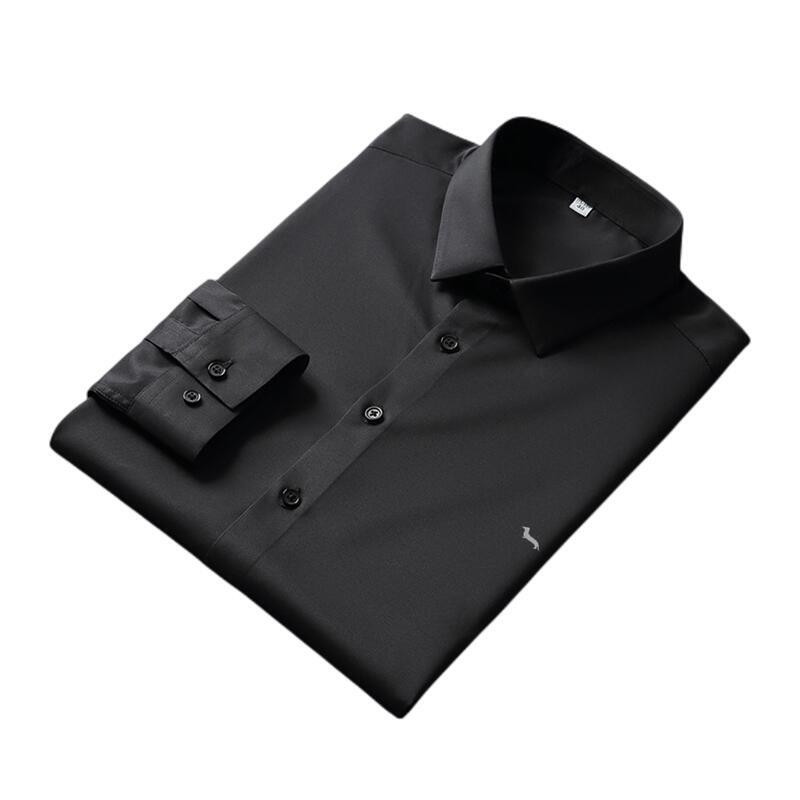 Nove proljetne muške ležerne neželjezne svilene jednobojne poslovne vezene bluze s dugim rukavima Harmont, uske Blaine košulje