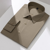 Ανδρικό πουκάμισο με ελαστικό μεταξένιο μονόχρωμο φόρεμα από μπαμπού χωρίς τσέπη, μακρυμάνικο, τυπική εφαρμογή χωρίς ρυτίδες Business Classic πουκάμισο