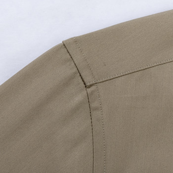 Мъжка еластична копринена плътна риза от бамбукови влакна без джобове с дълъг ръкав Стандартна класическа бизнес риза без бръчки