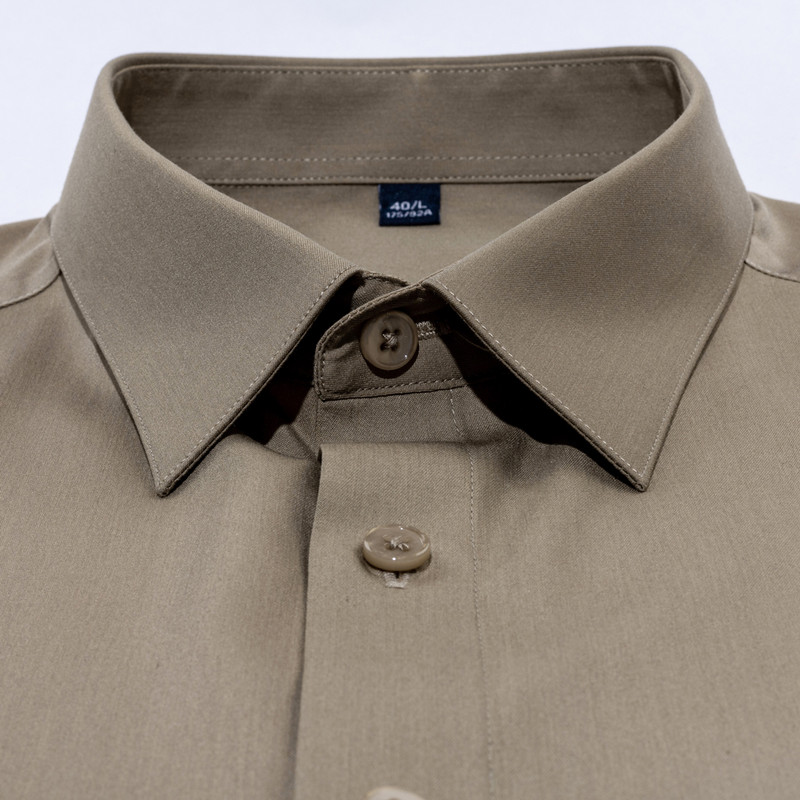 Ανδρικό πουκάμισο με ελαστικό μεταξένιο μονόχρωμο φόρεμα από μπαμπού χωρίς τσέπη, μακρυμάνικο, τυπική εφαρμογή χωρίς ρυτίδες Business Classic πουκάμισο