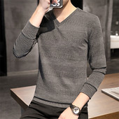 2023. aasta talv, uued meeste V-kaelusega kampsunid, mustad kaubamärgiga kootud pulloverid, meeste ühevärvilised vabaaja kampsunid, sügiskudumid Y738