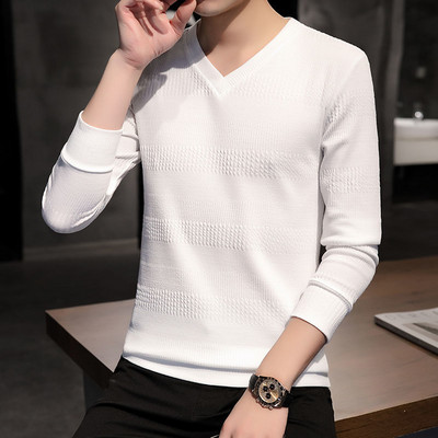 2023. aasta talv, uued meeste V-kaelusega kampsunid, mustad kaubamärgiga kootud pulloverid, meeste ühevärvilised vabaaja kampsunid, sügiskudumid Y738