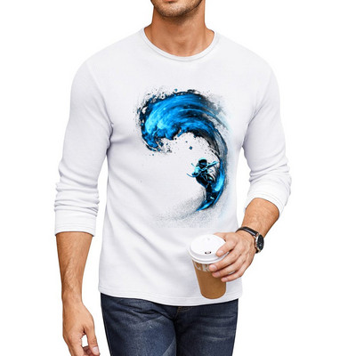 New Space Surfing Long T-Shirt Μπλουζάκι μπλουζάκι αστείο μπλουζάκι ανδρικό μπλουζάκι
