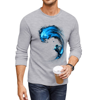 New Space Surfing Long T-Shirt Μπλουζάκι μπλουζάκι αστείο μπλουζάκι ανδρικό μπλουζάκι