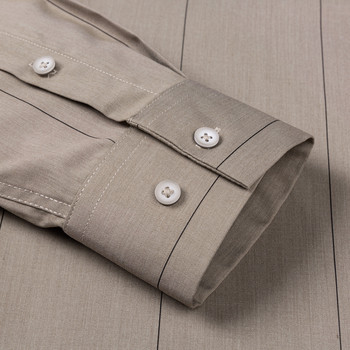 Мъжки леко разтегнати ризи на райета с дълъг ръкав без джоб Удобна стандартна риза с геометричен принт от бамбукови влакна