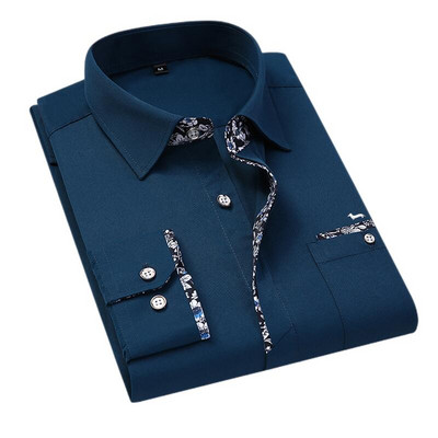 Uus Kevadsuvi Sügis Meeste moodne pluus pikkade varrukatega vabaajaprintiga Harmonti pluusid tikandid Turn Down Collar Blaine`i särgid