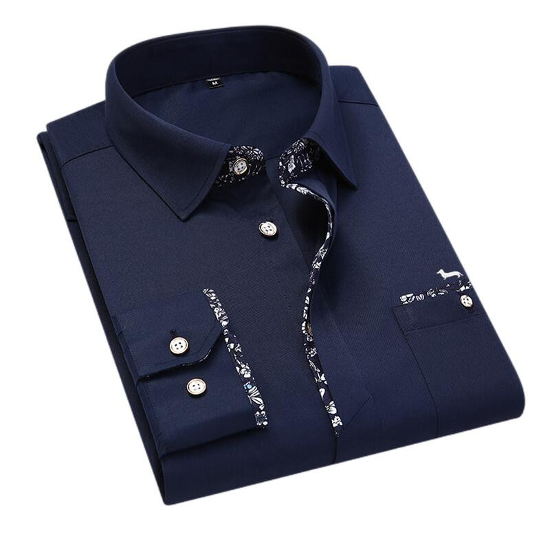 Uus Kevadsuvi Sügis Meeste moodne pluus pikkade varrukatega vabaajaprintiga Harmonti pluusid tikandid Turn Down Collar Blaine`i särgid