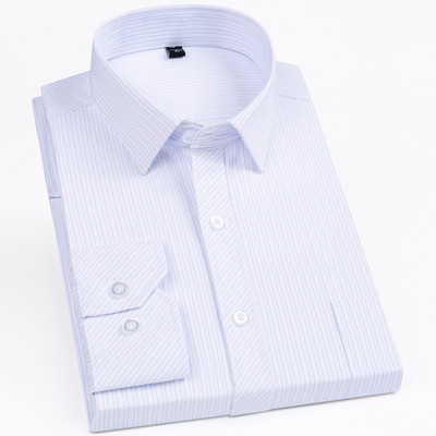 Klassikaline meeste ruuduline/triibuline sotsiaalkontori kleidi särk, ühe plaastriga tasku pikkade varrukatega ametlikud ärisärgid